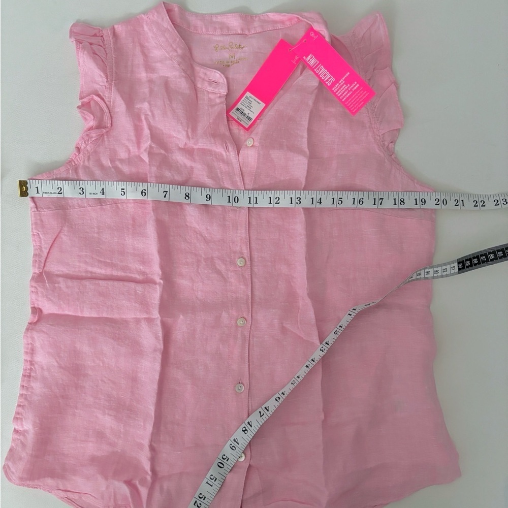 Lilly Pulitzer BRIETTE BUTTON DOWN URCHIN PINK X RESORT WHITE SZ M - Picture 6 of 9